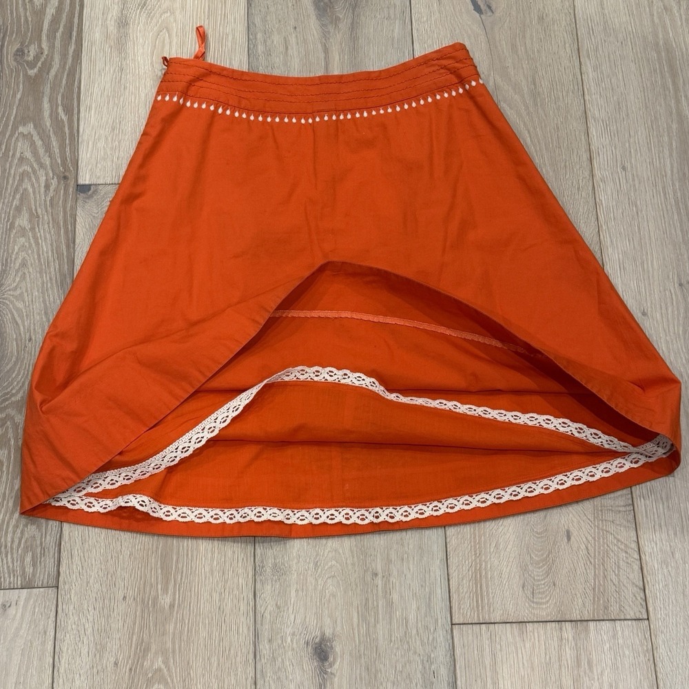 Anthropology Lithe SZ 4 Women's Orange Beaded Embroidered A line Skirt - Picture 4 of 7